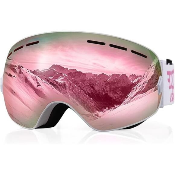 Women\'s Snowboard Ski Goggles Anti Fog OTG Winter Snow Goggles Detachable Lens